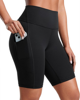 Women's Tummy Control High Waist Casual Elastic Band Pocket Yoga Sports Plus Size Shorts