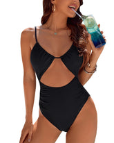 Women's Sexy Belly-Control Solid Color One-Piece Swimsuit