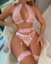 Sexy Lace With Diamond Chain and Heart-Shaped Decorative Buckle Pajama