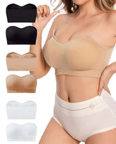 Women's Non-Slip Silicone Push-Up Detachable Shoulder Straps Without Steel Ring Bra