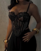 Sexy Diamond Lace Shaping Gathered Fishbone Tube Top