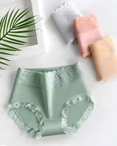 Women's Pure Cotton Breathable Skin-friendly Lace Trim Tummy Control Panties