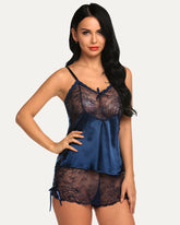Lace Cami and Shorts Satin Sets