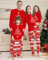 Christmas Tree Print Crew Neck Long-sleeved Family Pajama Set