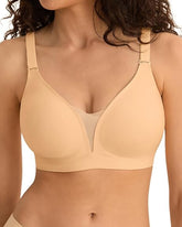 V-neck Comfortable Breathable Seamless Wire-free Push-up Mesh Bra
