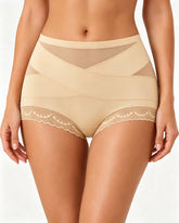Women's High-waisted Crossover Lace Mesh Breathable Panties