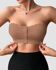 Strapless Front Closure Leopard Print Bra