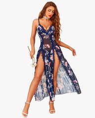 Lace Mesh Side Split Nightgowns