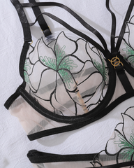 Sexy Jacquard Lace Sheer Mesh Sculpting Lingerie Set
