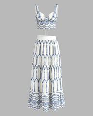 Summer Bohemian Printed Tie-Front Two-Piece Dress Set