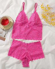 Sexy Floral Lace Push-Up Camisole Lingerie Set