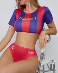 Football Cheerleader Inspired Two-Piece Swimwear Set