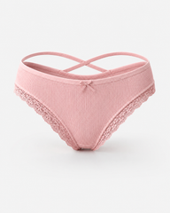 5-Pack Comfortable Cotton Cross-Strap Lace Trim Panties