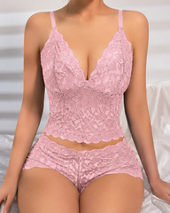 Sexy Floral Lace Push-Up Camisole Lingerie Set