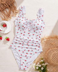 Printed Push-Up Backless Color-Block Vacation Bikini