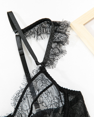 Sexy Eyelash Lace Cutout Lingerie Set