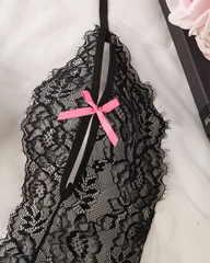 Sexy Lace Sheer Halter Teddy Bodysuit