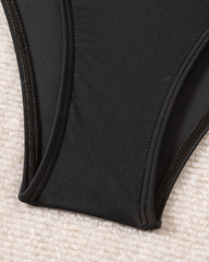 Solid Color Contrast Cut-Out Sexy One-Piece Bikini
