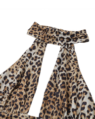 Leopard Print Mock Neck Sleeveless Top and Asymmetrical Skirt Set