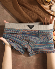 Ethnic Style Comfortable Mid-Rise Cotton Boxer Briefs