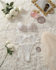 Sexy Strappy Lace Sheer Lingerie Set