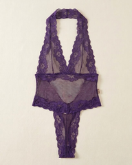 Plus Size Sexy Lace Sheer Halter Lingerie Bodysuit