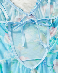 Sexy Sheer Floral Ruffle Babydoll Lingerie Nightgown