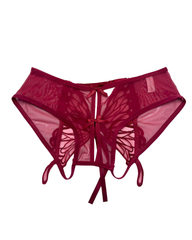Low-Waist Butterfly Bow Lace Mesh Thong Panty