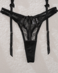 Sheer Eyelash Lace Trim Boned Sexy Lingerie Set