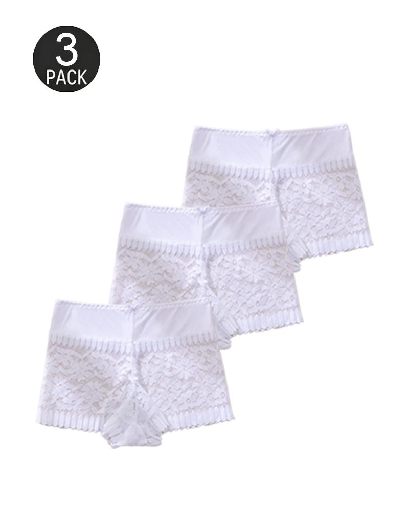 Sexy Hollow-Out Lace Mid-Rise Breathable Boyshorts