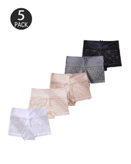 Sexy Hollow-Out Lace Mid-Rise Breathable Boyshorts