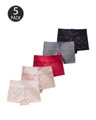 Sexy Hollow-Out Lace Mid-Rise Breathable Boyshorts