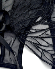Low-Waist Butterfly Bow Lace Mesh Thong Panty