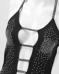 Fashion Sexy Cut-Out Rhinestone Strappy Dress