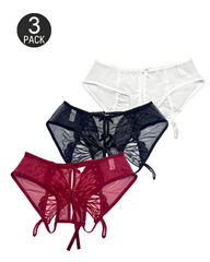 Low-Waist Butterfly Bow Lace Mesh Thong Panty