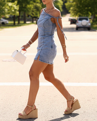Sexy Summer Halter Neck Tie-Up Denim Dress