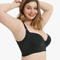 Smoothing Back Push-Up Enhancing Bra-Black