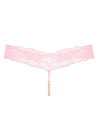 Pearl Decor See-Through Lace Thong