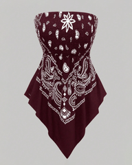 Bohemian Printed Vacation Floral Strapless Tube Top