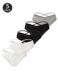 5-Pack Comfortable Cotton Cross-Strap Lace Trim Panties