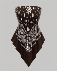 Bohemian Printed Vacation Floral Strapless Tube Top