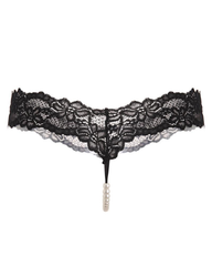 Pearl Decor See-Through Lace Thong