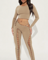 Sexy Tie-Up Tank Top & Lace-Up Pants Two-Piece Set