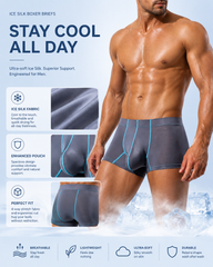 Men’s Ice Silk Comfortable Breathable Large Pouch Boxer Briefs