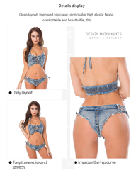 Women’s Sexy Denim Lace-Up Front Bikini Set