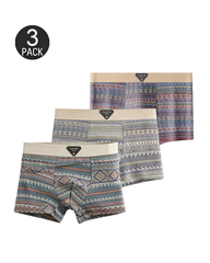 Ethnic Style Comfortable Mid-Rise Cotton Boxer Briefs