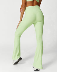 High Waist Ribbed Workout Flare Pants