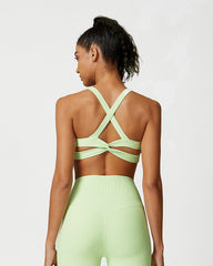 Comfort Ribbed Support Activewear Set (Sports Bra+Flare Pants+Sweatshirt)