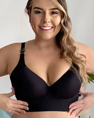 Smoothing Back Push-Up Enhancing Bra-Black