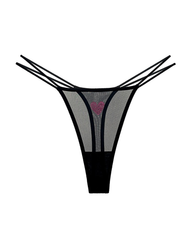 3-Pack Rhinestone Heart Sheer Mesh Thong Panties